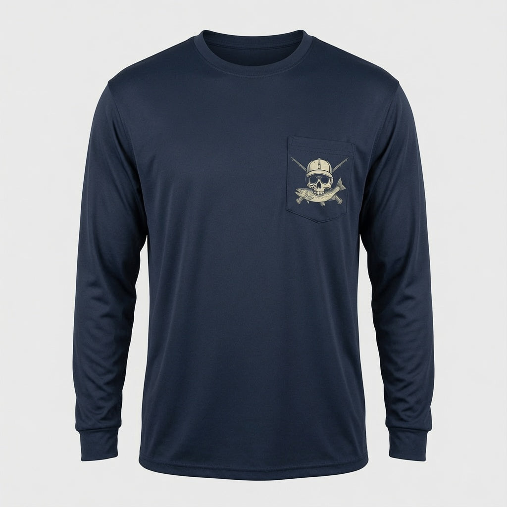 Fishing Fly Skull Logo Long Sleeve