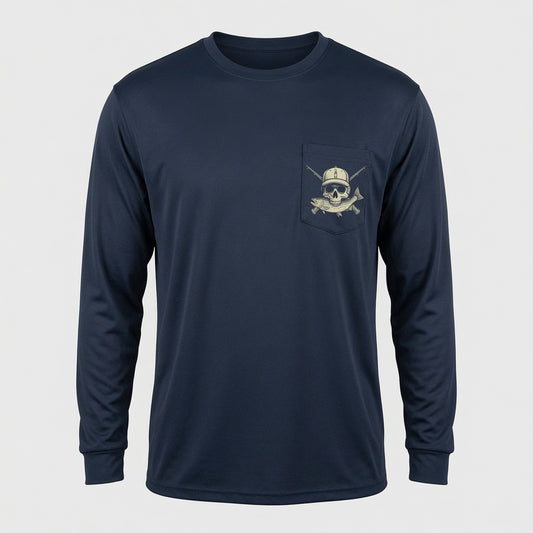 Fishing Fly Skull Logo Long Sleeve