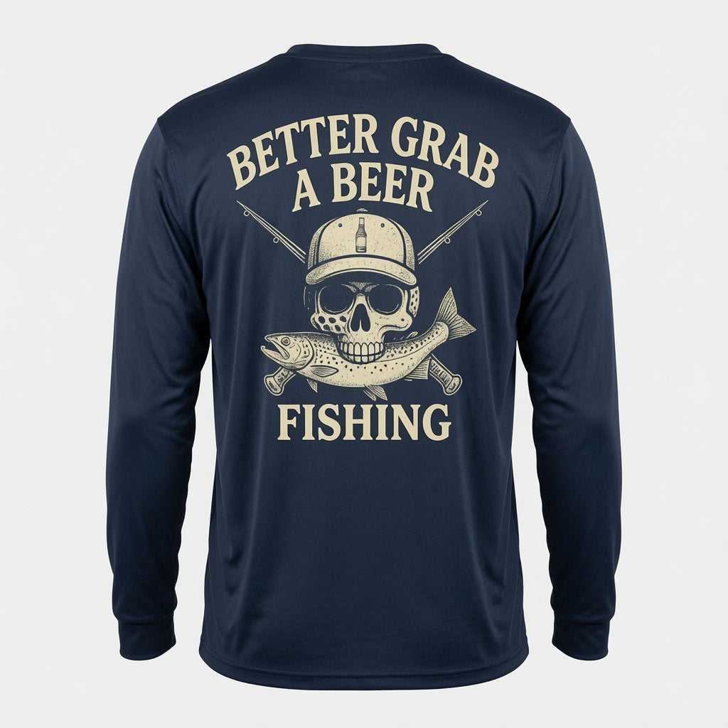 Fishing Fly Skull Logo Long Sleeve