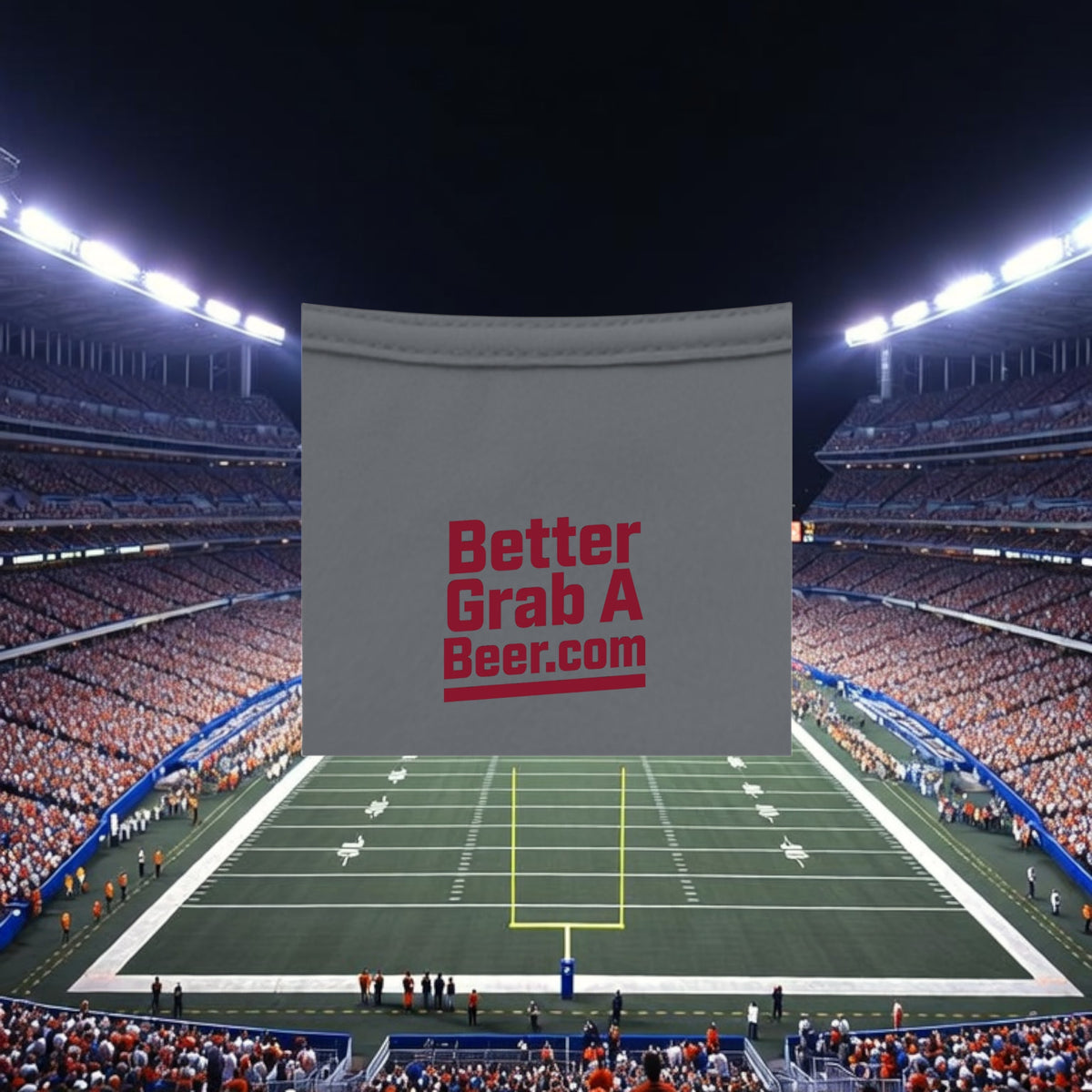 Better Grab A Beer grey performance crew neck t-shirt with red logo, featuring moisture-wicking polyester fabric.
