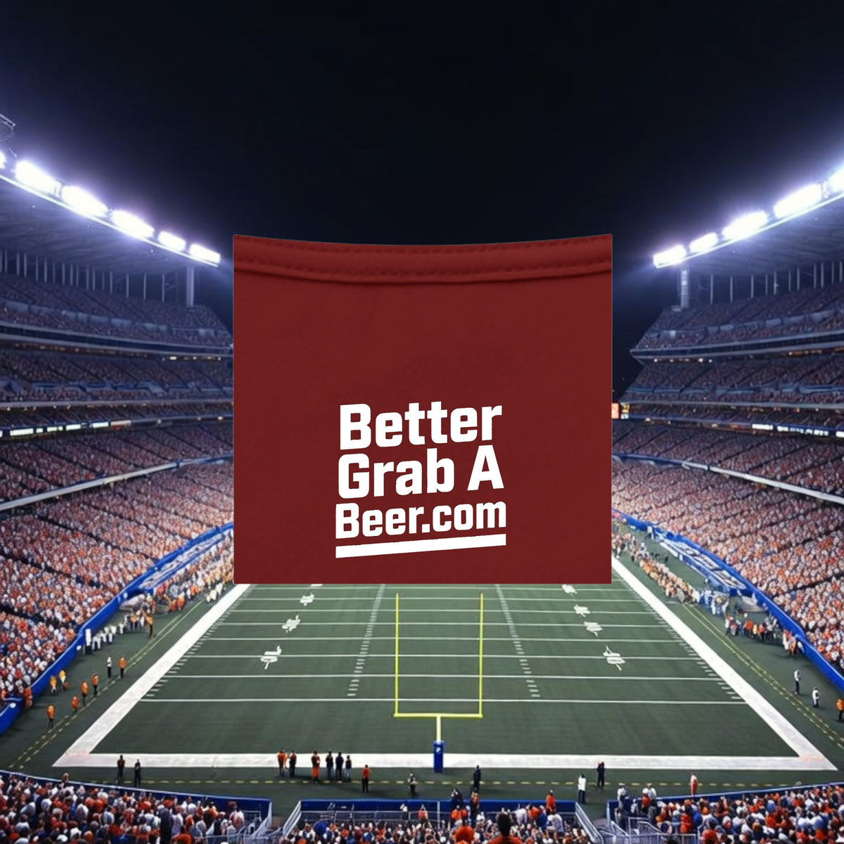 Better Grab A Beer maroon performance crew neck t-shirt with white logo print on the chest